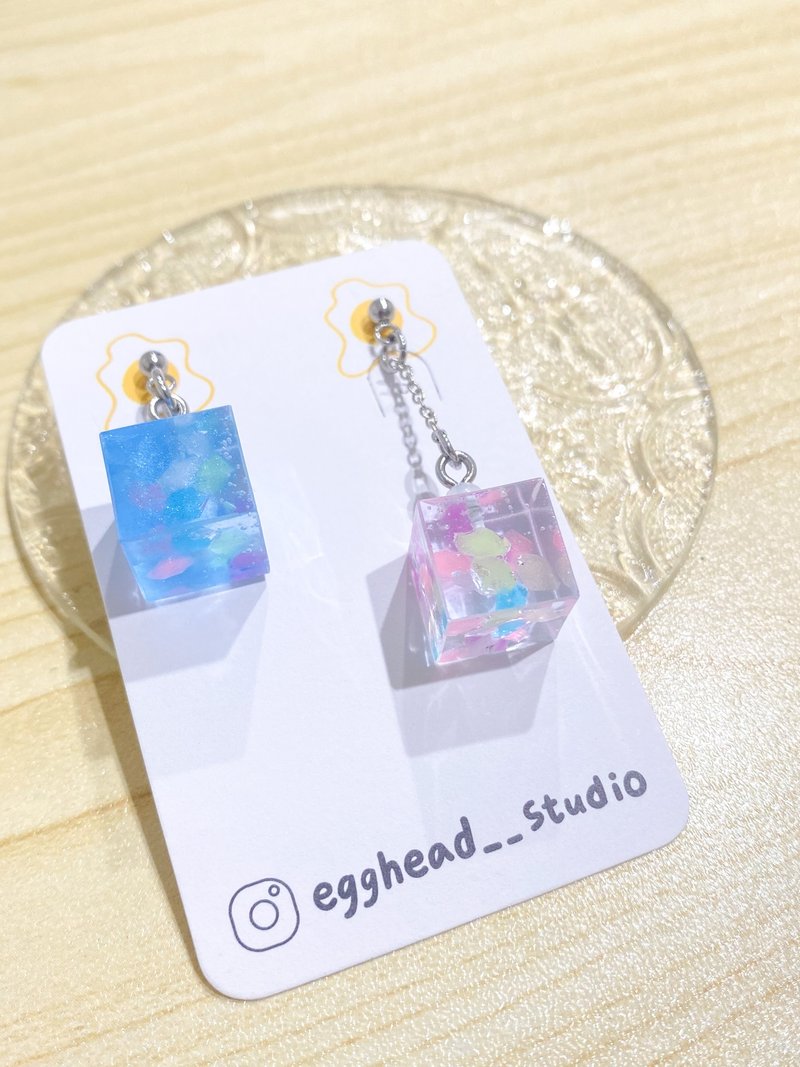 Luminous Square Handmade Earrings - ต่างหู - สแตนเลส 