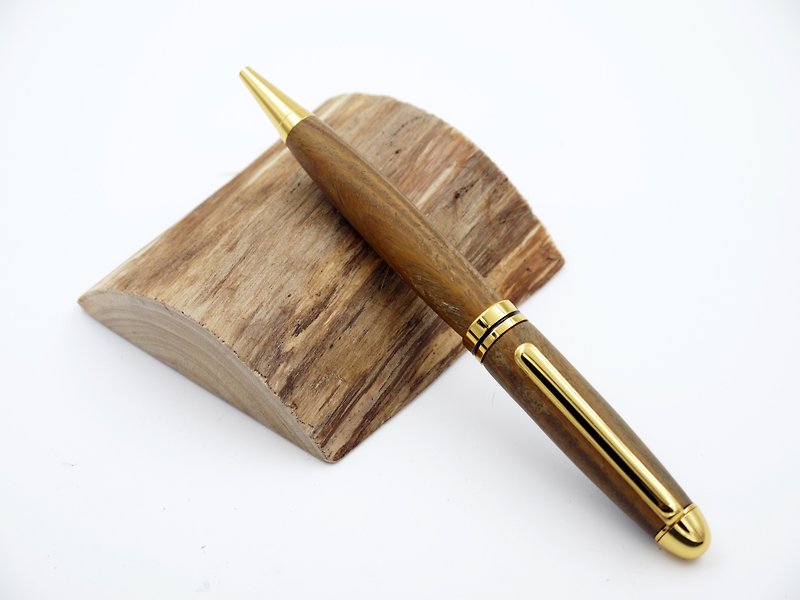 Green sandalwood European wind wood ball pen + pen body laser engraving gold wood pen hand pen pencil case, leather - Ballpoint & Gel Pens - Wood Green