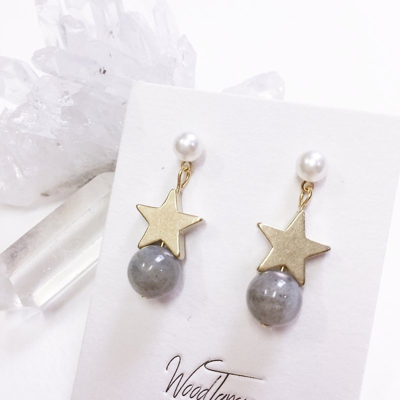 Little little star  Labradorite Non allergic earrings - Earrings & Clip-ons - Gemstone Multicolor