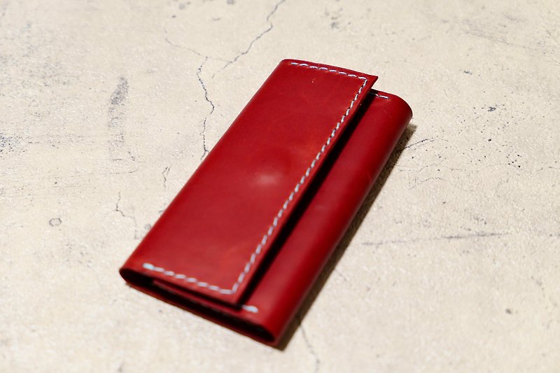 Small key purse made of Italy red square shoulder - ที่ห้อยกุญแจ - หนังแท้ สีแดง