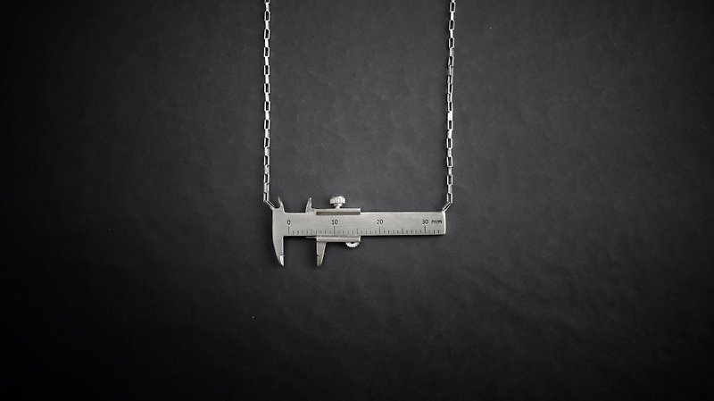 【Umbilical plus house】Measuring tool series│Pure silver vernier caliper necklace - Necklaces - Sterling Silver 