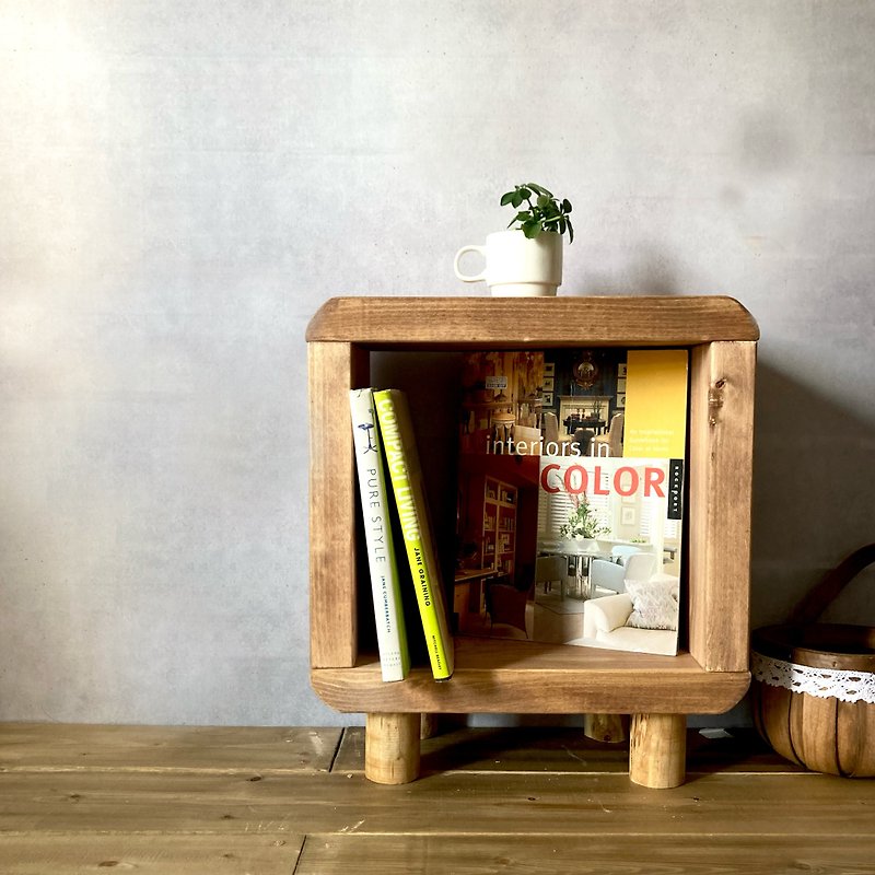 Bench Wooden Display Rack Stool Round and Cute Sofa Table Planter Stand Bookshelf Brown - ชั้นวางหนังสือ - ไม้ สีนำ้ตาล