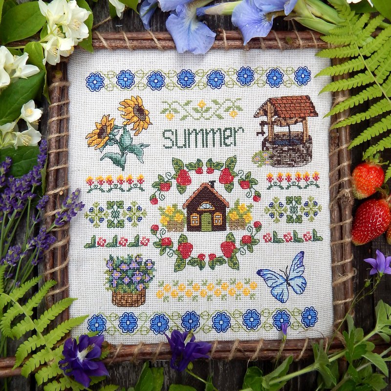 Summer Time cross stitch pattern - 手工藝教學/工具書 - 其他材質 