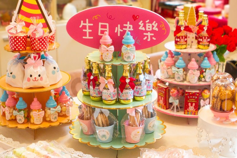 現貨可超取 生日塔 綠色花邊 小奶瓶-生日快樂款 CAKE-008 - 零食/點心 - 新鮮食材 多色