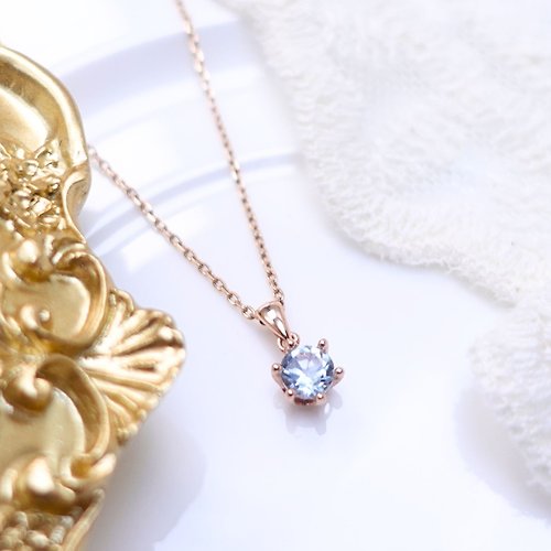 NOW jewelry 禮物首選 甜美瑞士藍 天然托帕石 鑽石切工 純銀項鍊 質感 鎖骨鍊