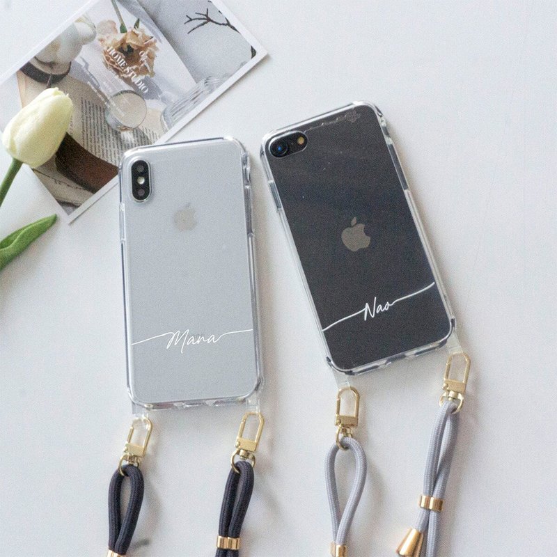 iPhone限定 スマホケース HMストラップ付 【 ハイブリッドクリアケース 名入れ 】 スマホショルダー クリア 文字入れ OS11U - 手機殼/手機套 - 塑膠 透明