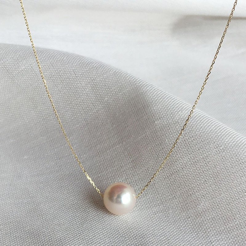 K10YG Akoya Pearl Necklace - 項鍊 - 珍珠 白色