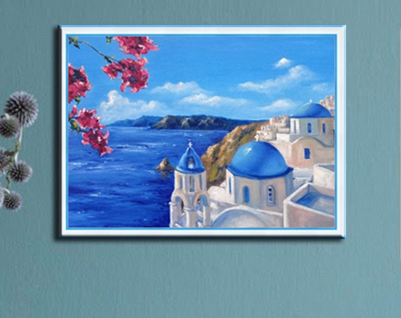 Colorful Painting, Handmade Wall Art, Oil Painting On Canvas, Hanging Art 海 原畫 - โปสเตอร์ - วัสดุอื่นๆ สีน้ำเงิน
