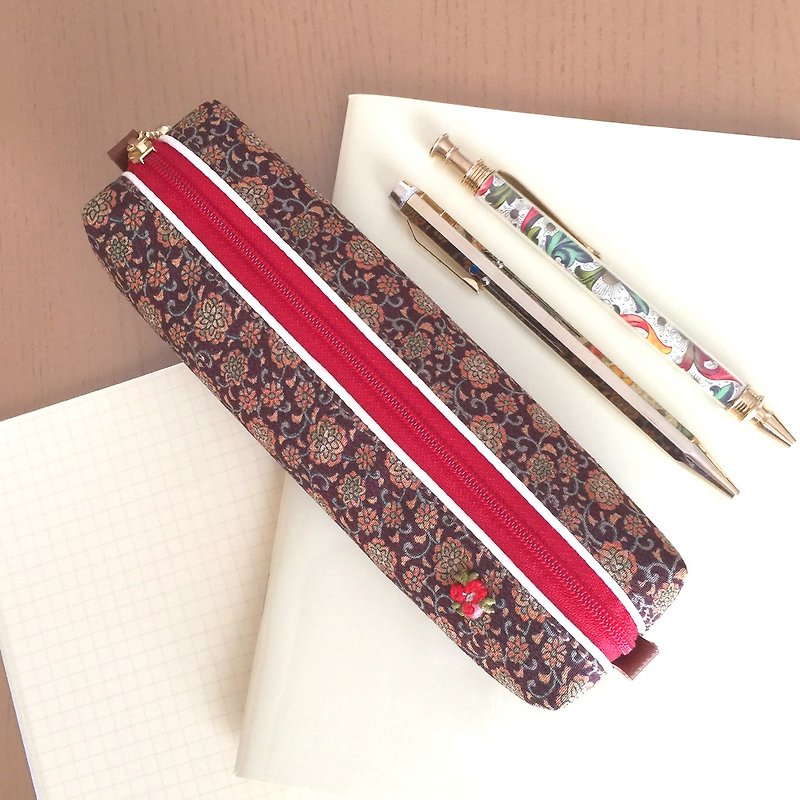 Pen Case with Japanese Traditional pattern, Kimono - Pencil Cases - Other Materials Brown