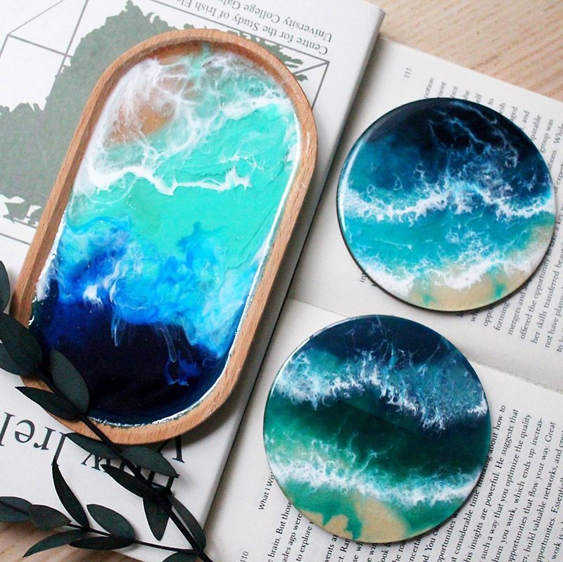 [Taipeichang Guting Store] Handmade after get off work | Ocean-inspired trays and double coasters - งานฝีมือไม้/ไม้ไผ่ - ไม้ 