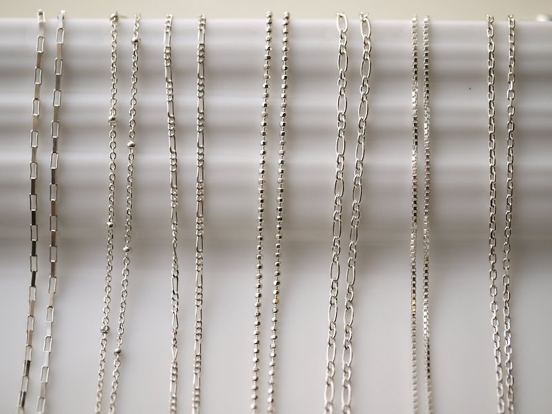 Super versatile basic model-925 sterling silver thin single chain-checkered chain. single bead. knotted. round bead. pearl chain - Collar Necklaces - Sterling Silver Silver