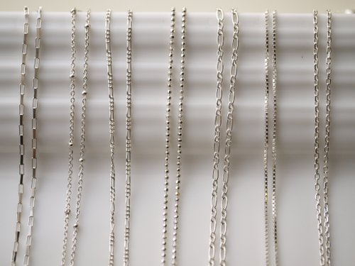 Secret Summer Jewellery 謎夏手工銀飾珠寶 超百搭基本款-925純銀細單鍊子 -方格鍊.單珠.節節.圓珠.珍珠鏈