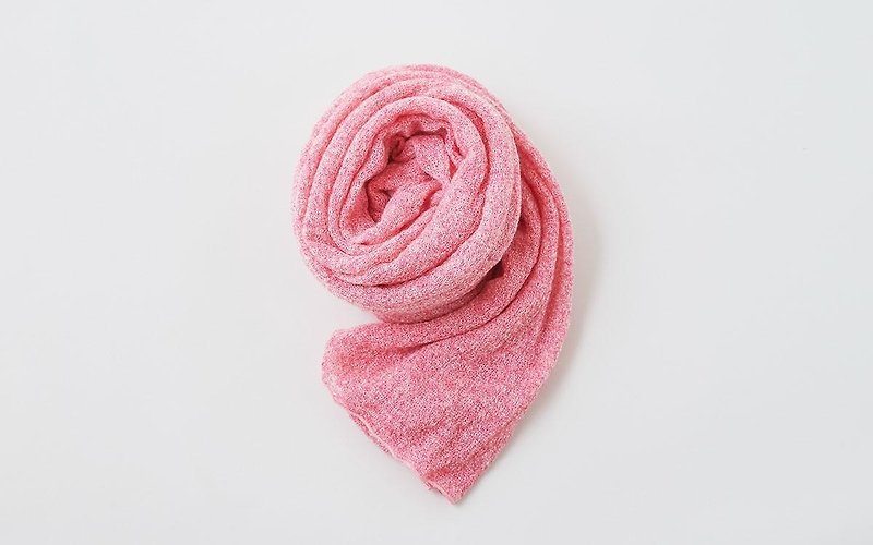 Mohair Linen knit stole pink - ผ้าพันคอ - ผ้าฝ้าย/ผ้าลินิน สึชมพู