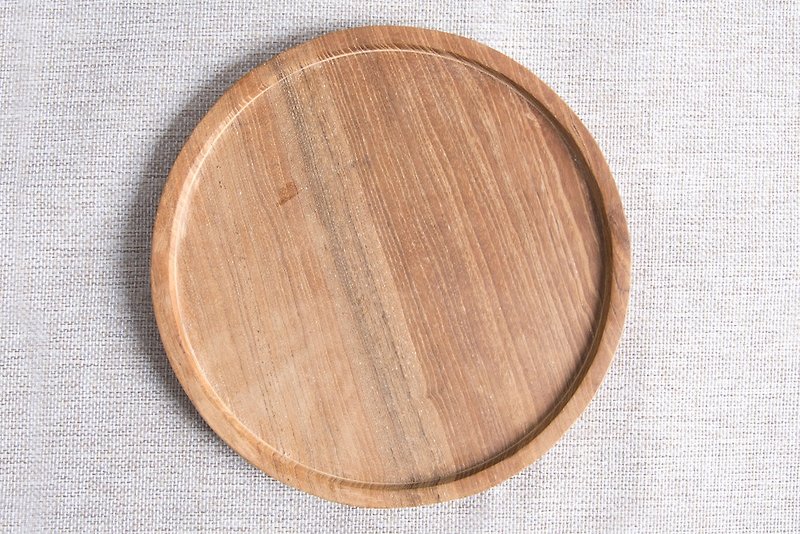 手作りチークの木丸トレー - 調理器具 - 木製 