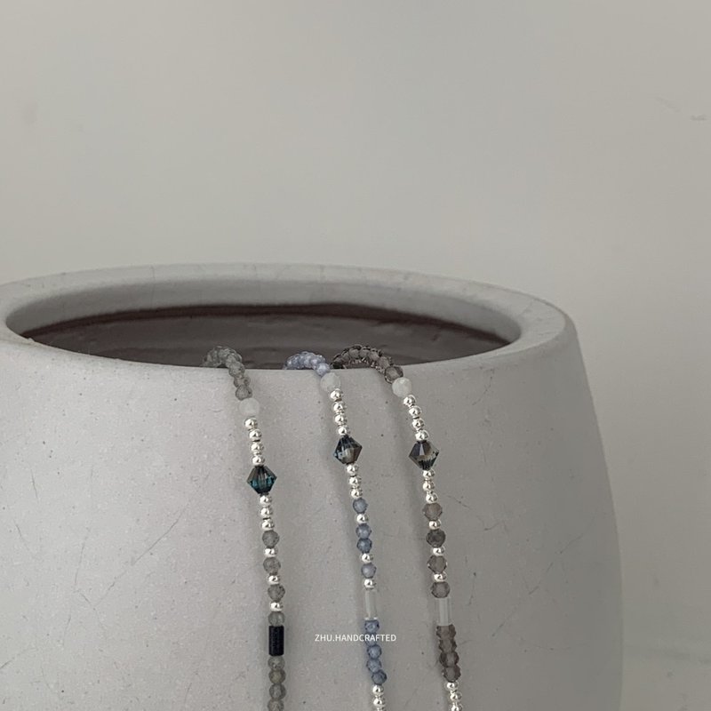 Zhu.handcrafted__glory: aurora__silver/simple/natural Stone /zircon - Bracelets - Sterling Silver 