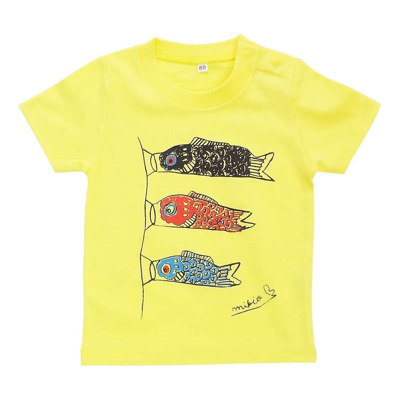 Koinobori Baby Kids T-shirt Yellow - เสื้อยืด - ผ้าฝ้าย/ผ้าลินิน สีเหลือง