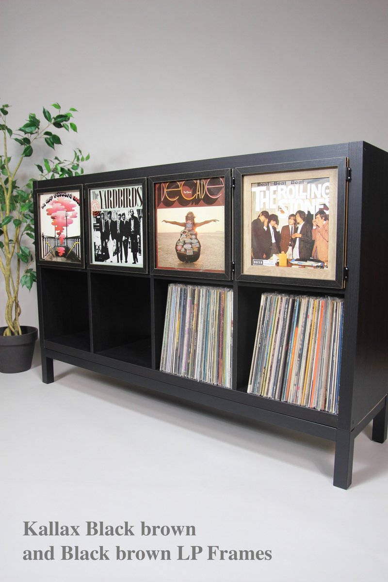 イケア カラックス IKEA Kallax ブラック 棚 LPレコード収納へ付けるおしゃれなArtフレームドアのアタッチメント / Hack DIY Oak - 其他家具 - 木頭 黑色