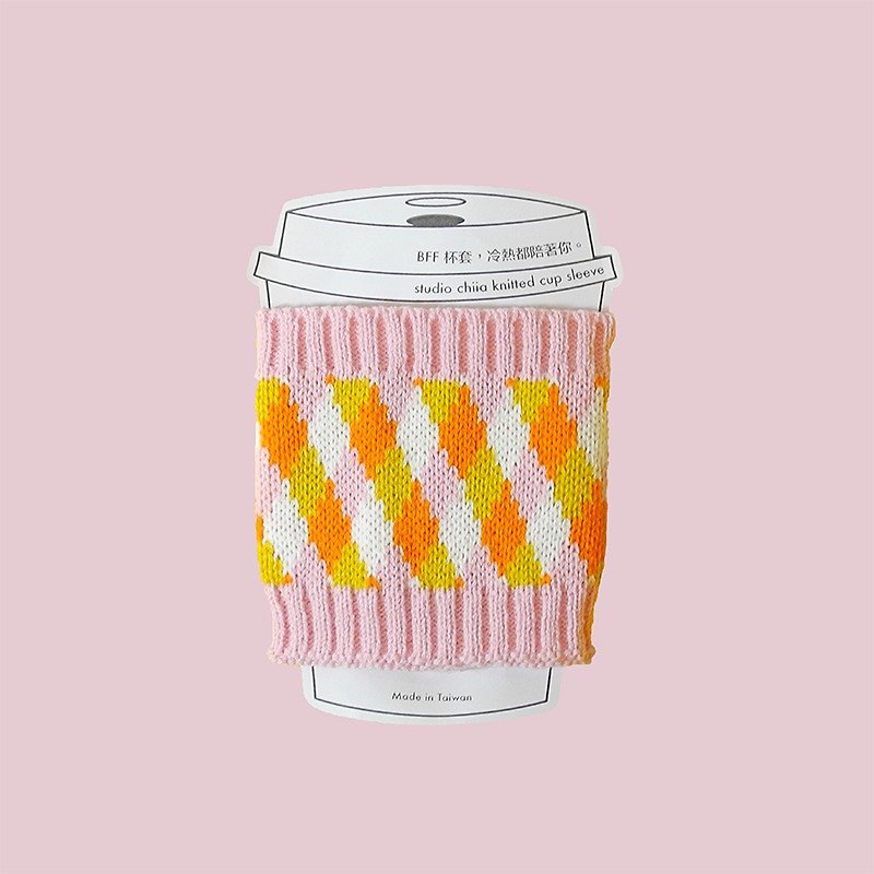 studio chiia - Knit Cup Warmer/cup sleeve- Pink Champagne - Beverage Holders & Bags - Polyester Pink