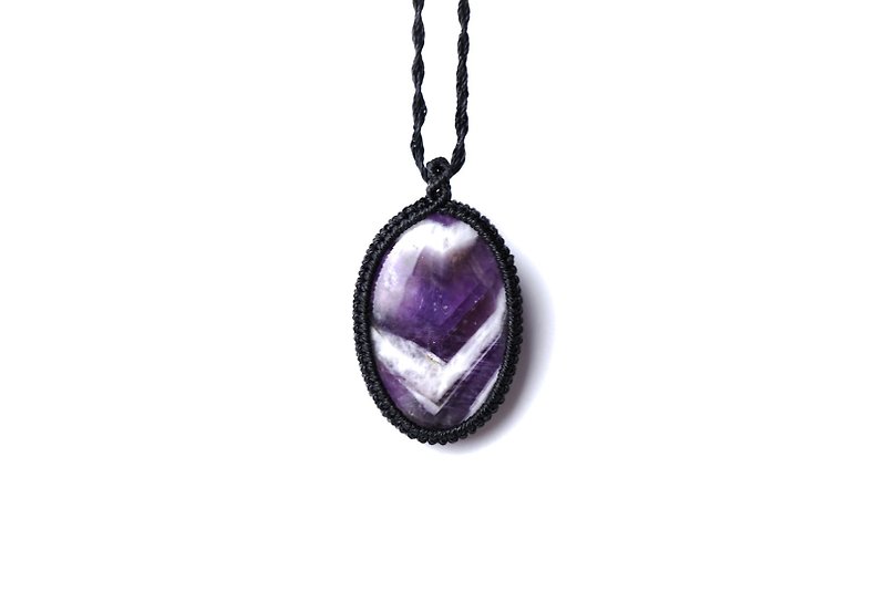 Chevron Amethyst Waxed Wax Braided Neck Cord - Necklaces - Gemstone Purple