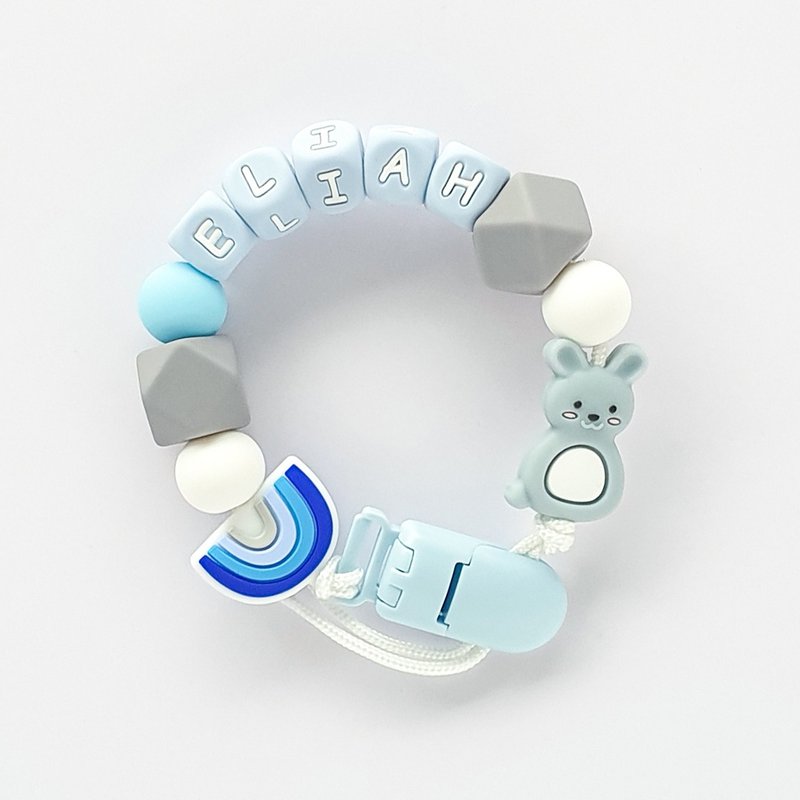ELIAH 彩虹 兔子 客製化奶嘴鏈 - 寶寶/兒童玩具/玩偶 - 其他材質 多色