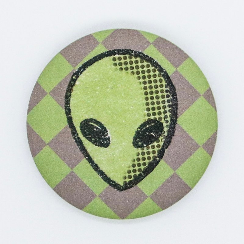 Alien Grid Can Badge - เข็มกลัด/พิน - โลหะ สีเขียว