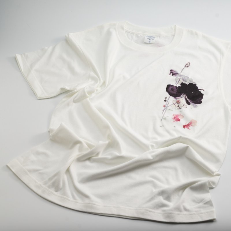 T-shirt 荷花 (白) - 女 T 恤 - 棉．麻 白色