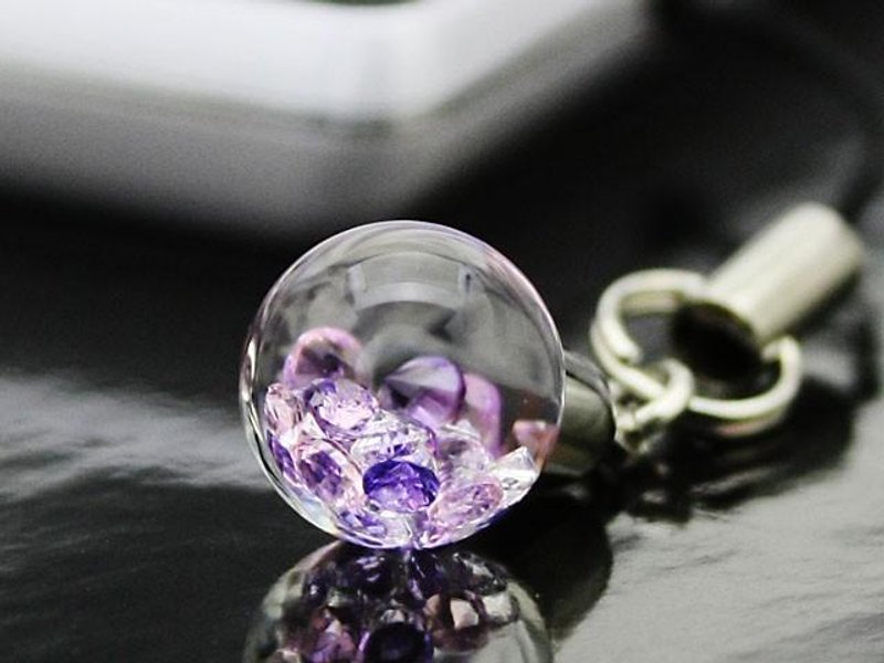 Bijou glass Ball ストラップorイヤホンジャック　パープル・ローズピンク - 其他 - 玻璃 紫色