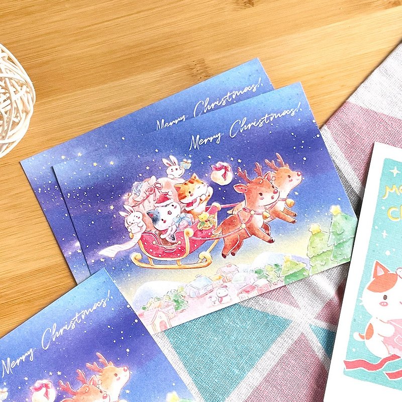 Secret Cat Gifts Send Christmas Postcards - การ์ด/โปสการ์ด - กระดาษ สีม่วง