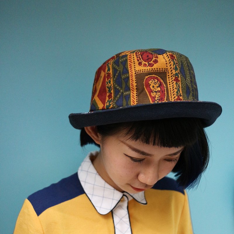 JOJA│ [Limited] Taiwan old cloth flowers / SM adjustable / single fisherman hat - Hats & Caps - Cotton & Hemp Multicolor