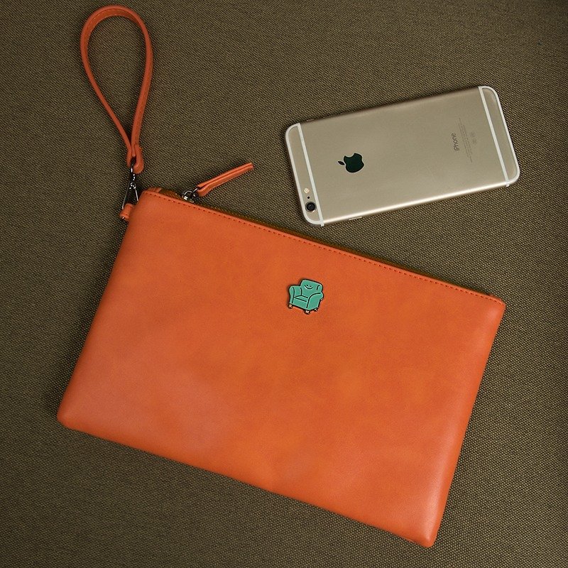 KIITOS moment系列平型皮革手拿包-沙發款 - 手拿包 - 真皮 橘色