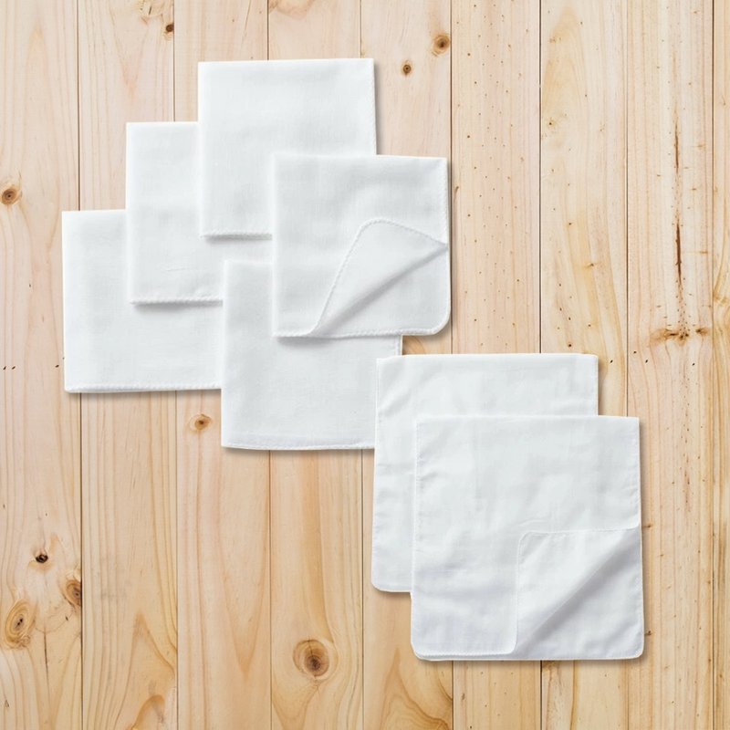 【日本OP mini】純棉紗布巾/手帕 5件組 + 紗布洗澡巾2件組 - 圍兜/口水巾 - 棉．麻 