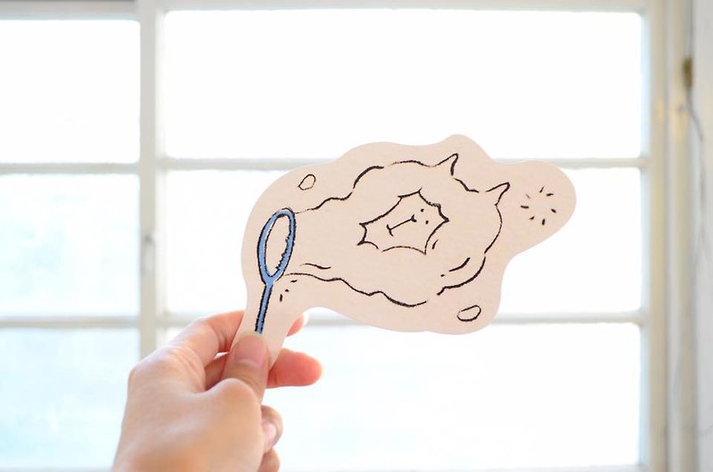 Tangerine Taro-Hand-painted style postcard. Universal Card (alpaca blowing bubbles) - การ์ด/โปสการ์ด - กระดาษ ขาว