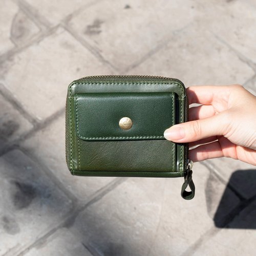 [Double 11 Sweet Price] Genuine Leather Classic Double Layer Coin Purse  075020cd Green