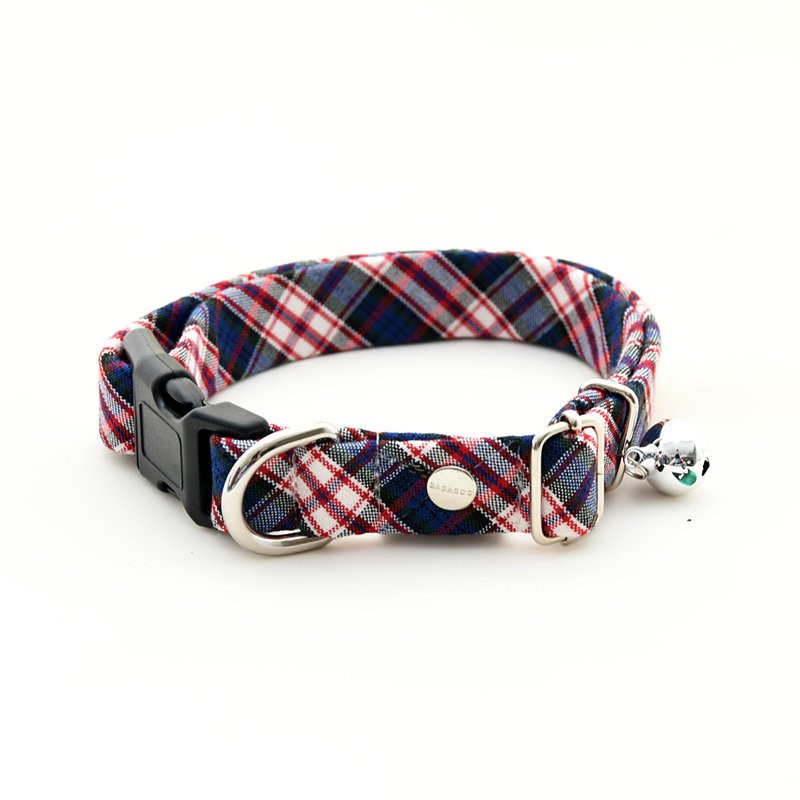 Handmade Classic Tartan/Plaid Pet Dog Collar【ZAZAZOO】 - ปลอกคอ - ผ้าฝ้าย/ผ้าลินิน หลากหลายสี