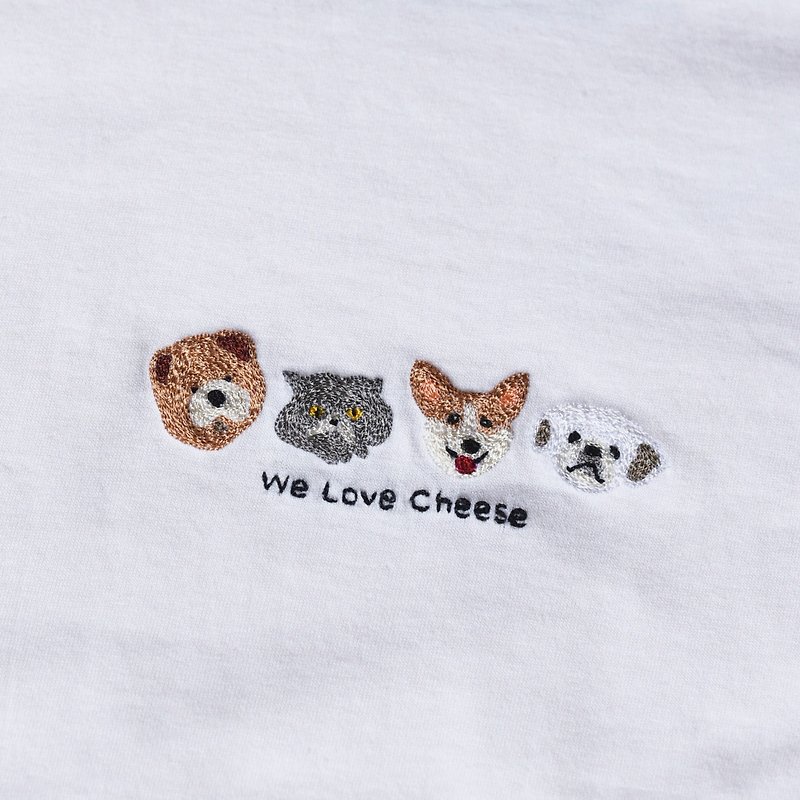 客製化寵物刺繡 TEE 四隻如意 - T 恤 - 其他材質 