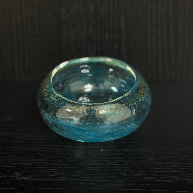 玻璃碗淺藍紫黃六角足 - 碗 - 玻璃 