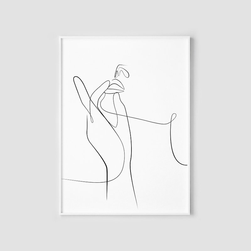 Woman face line art print Printable wall art - Digital File Only - jpg files - 插畫/繪畫/寫字 - 其他材質 白色