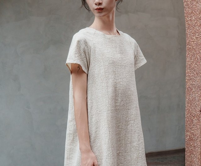 Cotton and linen loose feeling short dress Shop danofficialtw One Piece Dresses Pinkoi