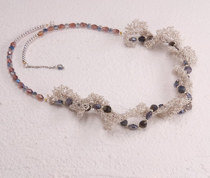 Cordierite Handmade Lace Necklace