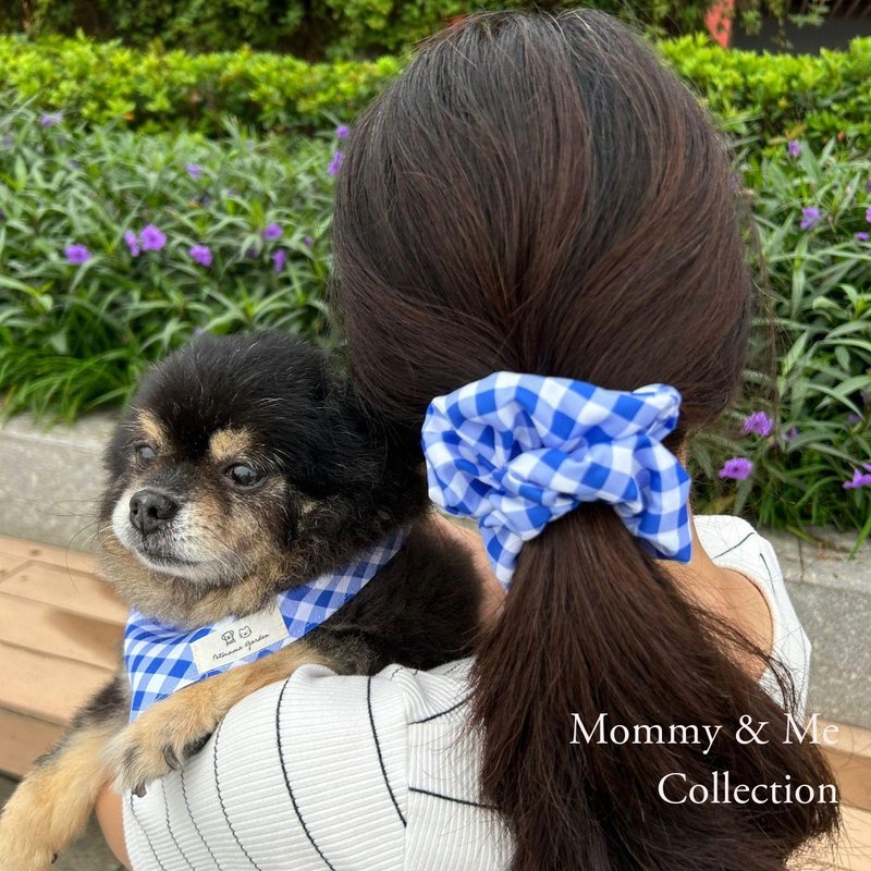 Pet bandana and Pet mom scrunchy set Dog scarf Cat bandana Petmom - Clothing & Accessories - Cotton & Hemp 