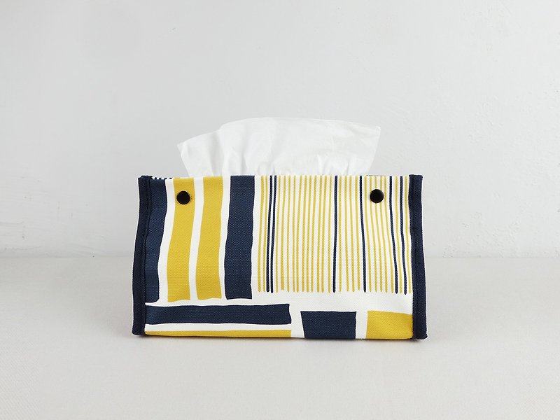 Tissue Cover / Sheet Metal Roofing Yellow & Navy - Tissue Boxes - Cotton & Hemp Yellow