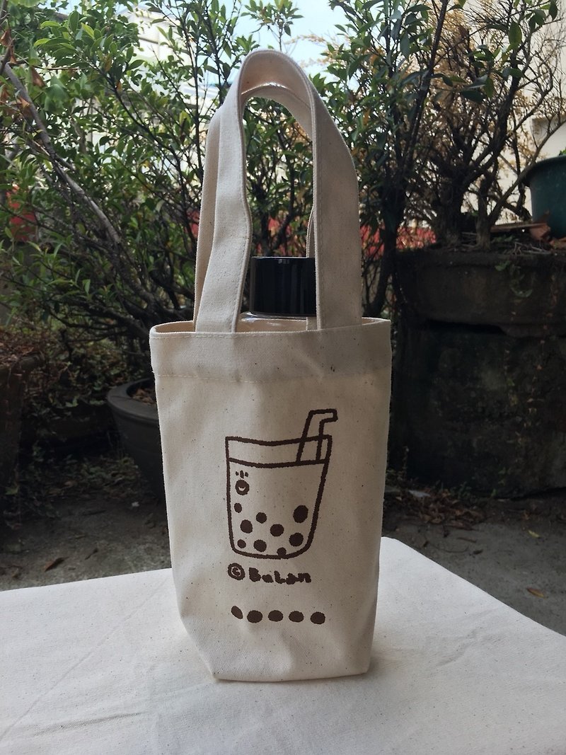 Drink bag/buy bubble tea with bubble tea bag! - กระเป๋าถือ - ผ้าฝ้าย/ผ้าลินิน 