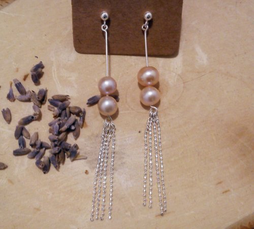 irisjjewellery 春日櫻花系列 925純銀 粉紫色淡水珍珠 耳環