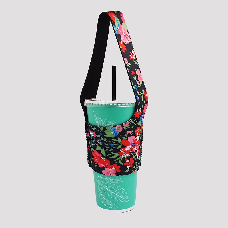 BLR Eco-friendly Beverage Bag I Go TU07 Retro Flower - Beverage Holders & Bags - Polyester Black