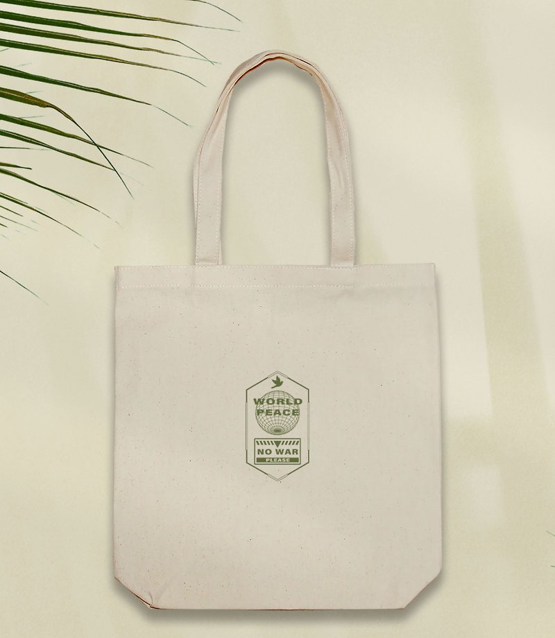 ผ้าฝ้าย/ผ้าลินิน กระเป๋าแมสเซนเจอร์ ขาว - World Peace World Peace Straight Side Bag - 2 Casual Custom Gifts