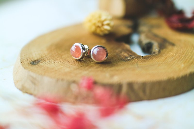 Stone Chuangen crystal | Peach Goddess | Rhodolite Earrings | 925 Sterling Silver - Earrings & Clip-ons - Semi-Precious Stones 