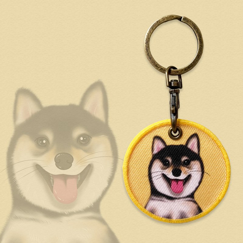 現貨 雙面 悠遊卡 布章 吊飾 柴犬 鑰匙圈 黑柴 包包配件 送禮 - 吊飾 - 其他材質 卡其色