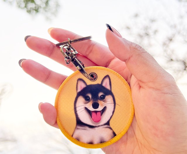 qhouse キーホルダー ワッペンキーホルダー 黒柴 柴犬 交通系IC