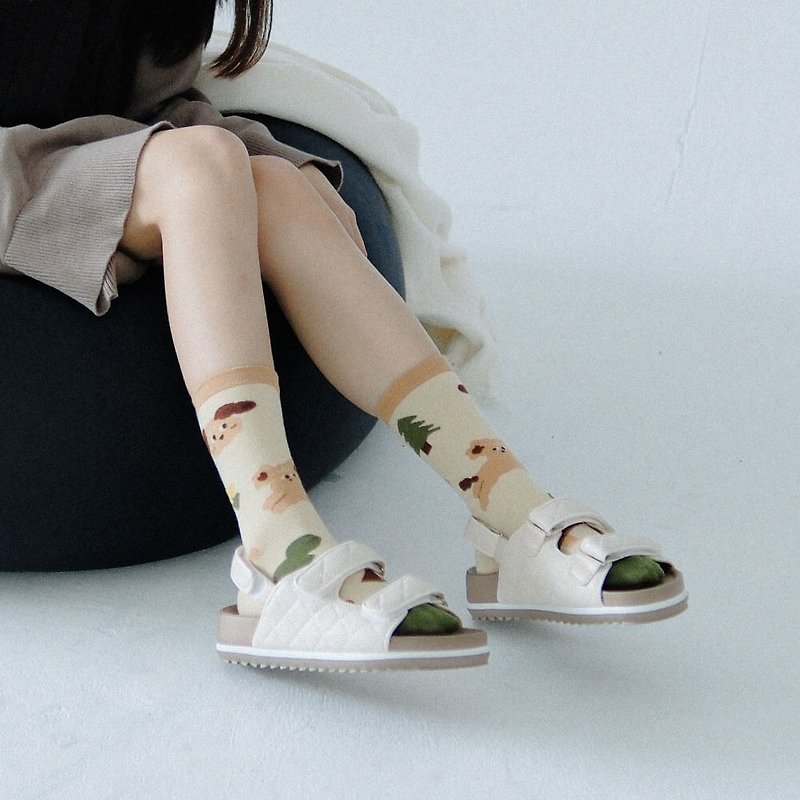 【ถุงเท้ากลางแจ้ง】ถุงเท้าน่องกลางน่องสไตล์วินเทจสไตล์ญี่ปุ่น - ถุงเท้า - ผ้าฝ้าย/ผ้าลินิน สีส้ม
