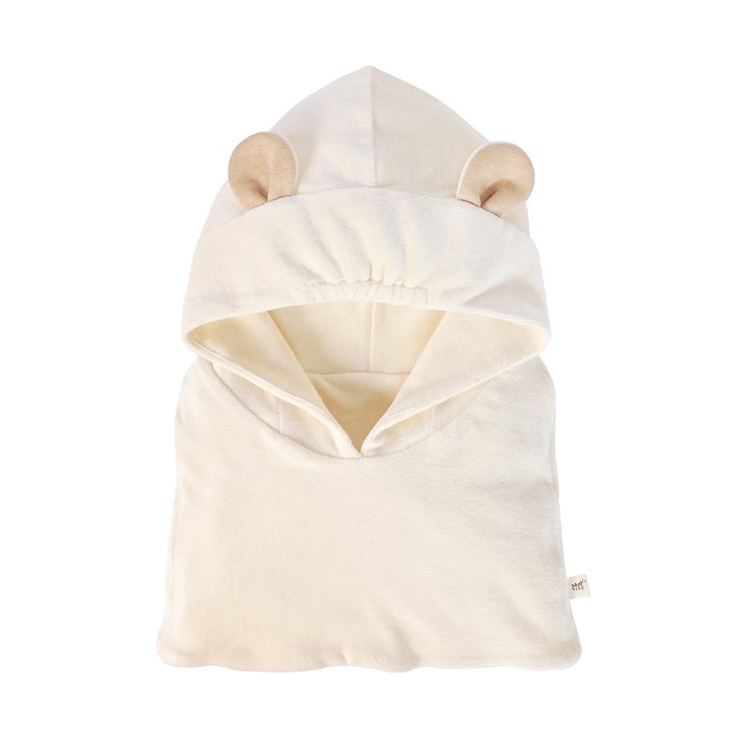 [SISSO Organic Cotton] Bear Scarf Hat - หมวกเด็ก - ผ้าฝ้าย/ผ้าลินิน ขาว